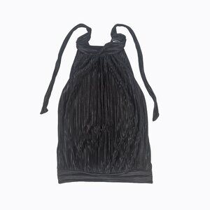 Janice Black Halter Top Sz S Tie Back Subtle Sparkle Y2K 90s Whimsigoth Dk Fairy